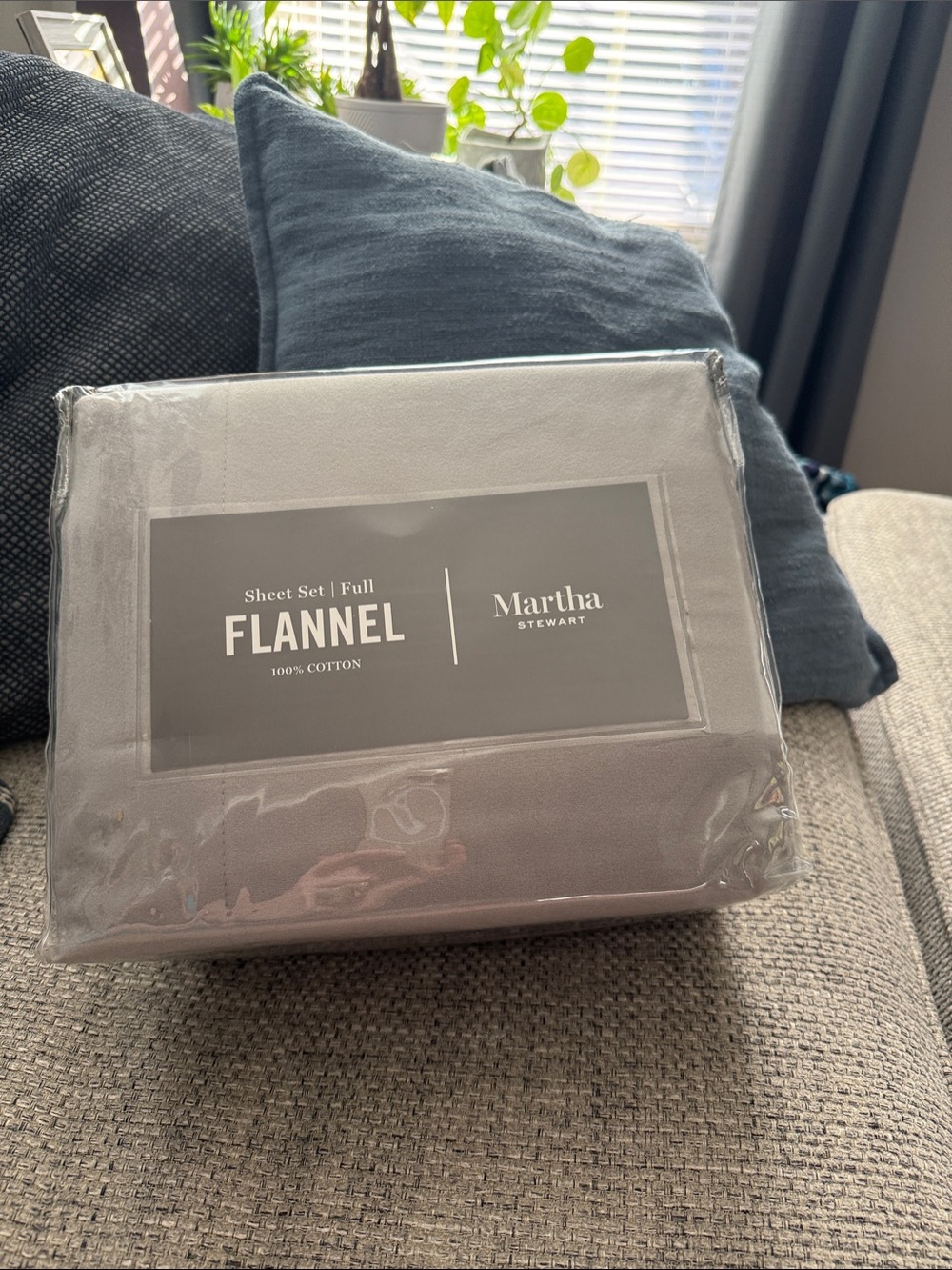 New Martha Stewart 100% Cotton Flannel Full Sheet Set - Gray